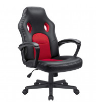 Leather Computer Gaming Chair Office Desk Chair with Lumbar Support, Red