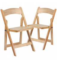 2 Pack Series Natural Wood Folding Chair with Vinyl Padded Seat